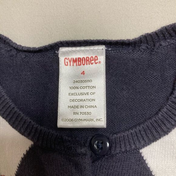 Argyle Cardigan Sweater Girls 4 Delicate Knit Button Down Preppy Shirt Top Heart - Picture 3 of 5